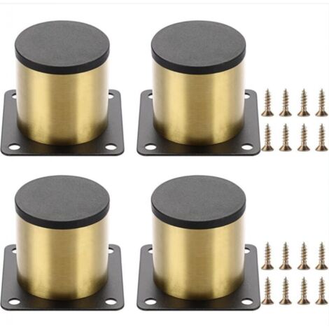 BEBUSINGOTO Set mit 4 Möbelfüßen aus Edelstahl, 5 cm - Für Stühle, Tische, Schränke, Schreibtische, Sofas und andere Möbel - Inklusive Schrauben - Einfache Montage - Rund (gold)