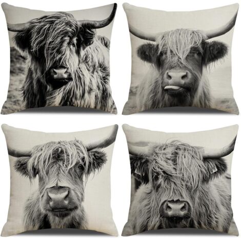 BEBUSINGOTO Set mit 4 quadratischen Kissenbezügen aus weichem Leinen, 45 x 45 cm, dekorativ, im westlichen Stil, für Sofa, Sessel, Bett, Wohnzimmer