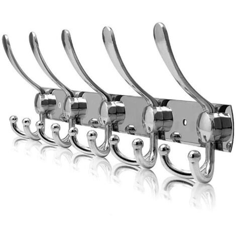 BEBUSINGOTO (Silber, 15 Haken, 1 Stück) Wandgarderobe aus Edelstahl, Kleiderhaken, Wandhaken für Mäntel, Handtücher, Bademäntel