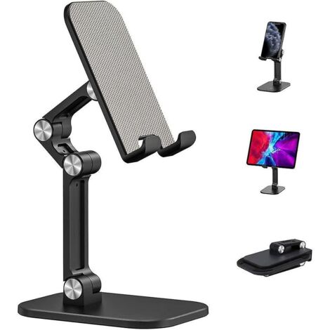 BEBUSINGOTO Soporte de escritorio universal ajustable para tableta, soporte para iPhone, Samsung y iPad (negro)