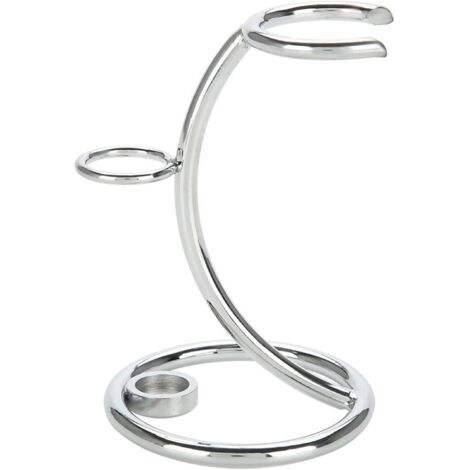 BEBUSINGOTO Soporte de metal para maquinilla de afeitar y brocha de afeitar, duradero, kit de herramientas de afeitado profesional, diseño curvo, 2 en 1, para hombres, hogar y viajes, color plateado