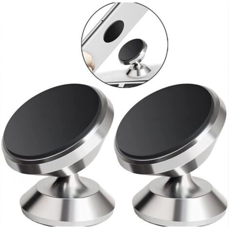 BEBUSINGOTO Soporte magnético para teléfono de coche, con ventosa universal, color plateado, 2 unidades