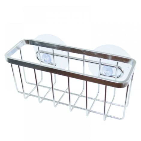 BEBUSINGOTO Soporte para esponja de acero inoxidable 304 de 14,5 x 5,5 x 6,1 cm, con ventosa, apto para esponjas absorbentes, raspadores y jaboneras.
