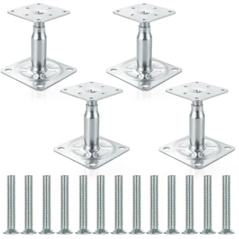 BEBUSINGOTO Soportes de poste elevado galvanizados ajustables de 100 a 150 mm, resistentes, para techo de construcción, paquete de 4