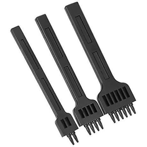 BEBUSINGOTO Stück 4 mm DIY Lederhandwerkswerkzeuge 2/4/6 Zinken Meißel Stahlnähte Handlocher Werkzeug Schwarzes Zinkenset Diamant-Schnürnähte Stanzset