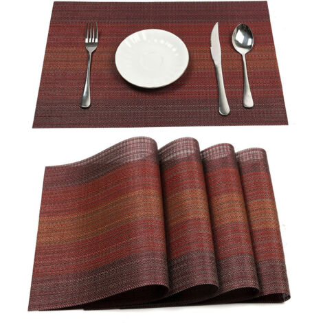 BEBUSINGOTO Stück Tischsets für Esstisch, waschbar, hitzebeständig, rutschfest, gewebtes PVC-Vinyl, Küchentischsets für Weihnachtsfeier-Dekoration (rot)