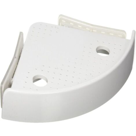 BEBUSINGOTO Support de rangement triangulaire pour salle de bain, Etagère d'angle avec bouton poussoir, sans percer, 25 x 6.5 x 25 cm