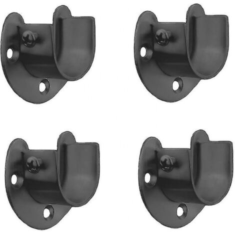 BEBUSINGOTO Support de tringle de penderie en acier inoxydable Black Edition, support de douille ouvert en U, supports d'extrémité de tringle à rideau de douche