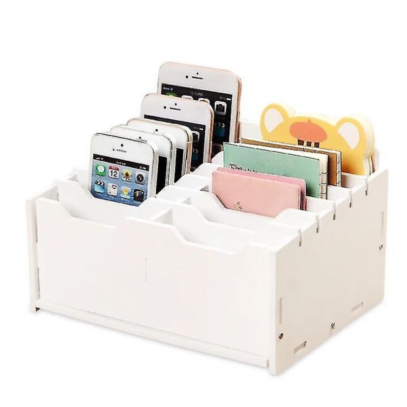Image of Bebusingoto - Supporto per cellulare a 12 griglie, contenitore per cellulare in classe, calcolatrice in legno, porta cellulare, organizer da