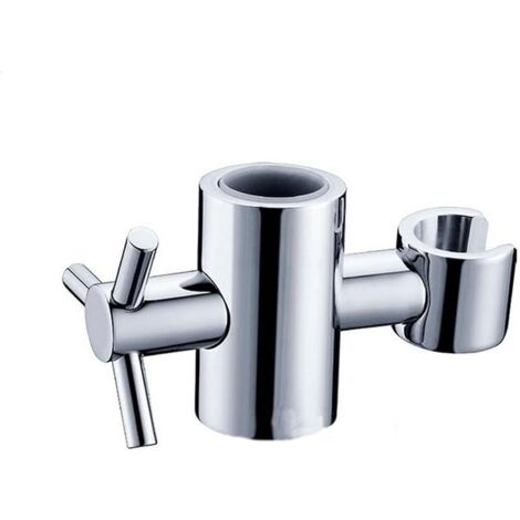BEBUSINGOTO Supporto per soffione doccia di ricambio per barra scorrevole - Altezza e angolazione regolabili - Ottone massiccio - Argento - 24 mm