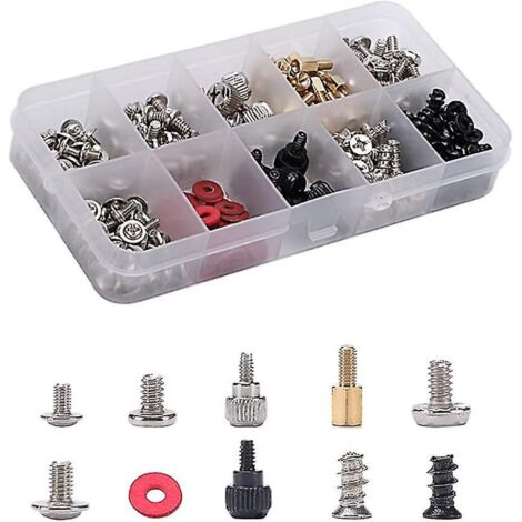 BEBUSINGOTO Surtido de 228 tornillos para PC, juego de tornillos para reparación de computadoras con caja de plástico