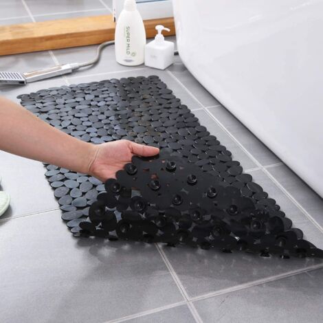 BEBUSINGOTO Tapis de Douche Antidérapant Noir Rectangle Tapis de Baignoire Antidérapant Anti Moisissure Tapis de Bain Antidérapant pour Baignoire Tapis de Douche Ventouse pour Salle de Bain 88  40cm