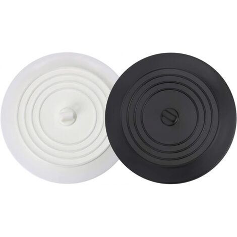BEBUSINGOTO tapones para bañera, universales de 15 cm, para fregadero de cocina, de silicona, para evitar fugas (blanco y negro)