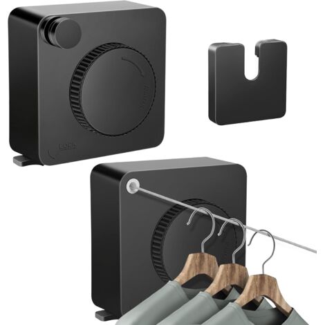 BEBUSINGOTO Tendedero extensible de acero inoxidable - 4,8 m - Montaje en pared - El bloqueo evita que se hunda - Tendedero retráctil para balcón, lavadero, apartamento