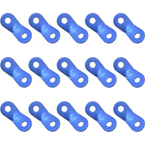 BEBUSINGOTO Tensor de cuerda para camping, 2 agujeros, aleación de aluminio, para lonas de tienda, senderismo, camping, azul, 15 piezas