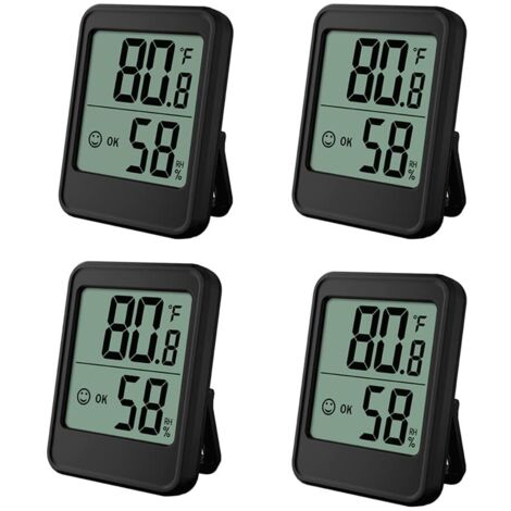 BEBUSINGOTO termómetros higrómetros para interiores, monitor de humedad y temperatura, termómetro de ambiente, con indicador de nivel de confort e icono de cara, para invernaderos, bodegas y oficinas.
