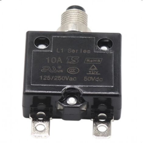 BEBUSINGOTO Thermischer Rückstell-Leistungsschalter, 125-250V AC 50V DC Überstromschutz-Druckknopf-Leistungsschalter (10 Ampere)