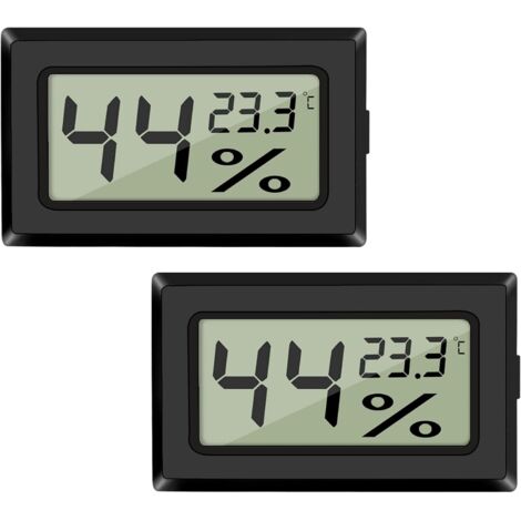 BEBUSINGOTO Thermometer Hygrometer, 2er-Pack Innenthermometer, Digitales Hydrometer Feuchtigkeitsmessgerät für Innen und Außen, Schwarz