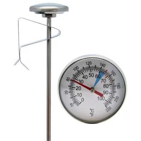 BEBUSINGOTO Thermomètres à lait en acier inoxydable avec clips et sonde pour café, confiture et moussage liquide