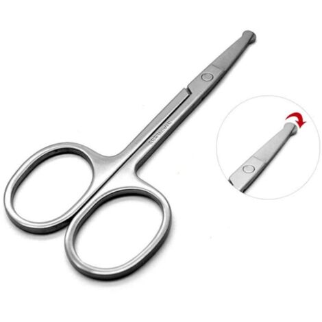 BEBUSINGOTO Tijeras de acero inoxidable para vello facial, nariz, barba, bigote y cejas para hombres y mujeres.