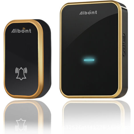 BEBUSINGOTO Timbre inalámbrico para exteriores, impermeable, automático, sin pilas, con visualización de temperatura, humedad y hora, color negro