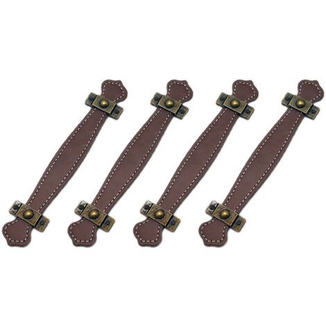 BEBUSINGOTO tiradores de cajón de cuero antiguo, perillas de maleta de cuero marrón sin tornillos, adecuados para cajones, puertas de gabinetes, maletas y bolsos.