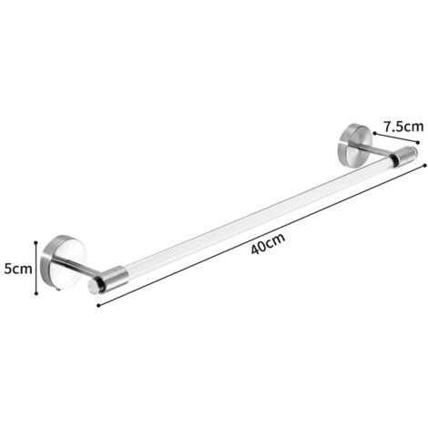 BEBUSINGOTO Toallero de baño de 40,6 cm, acrílico transparente, toallero de pared de lucita (plata cepillada), toallero de baño, toallero de inodoro, barra de almacenamiento de pared