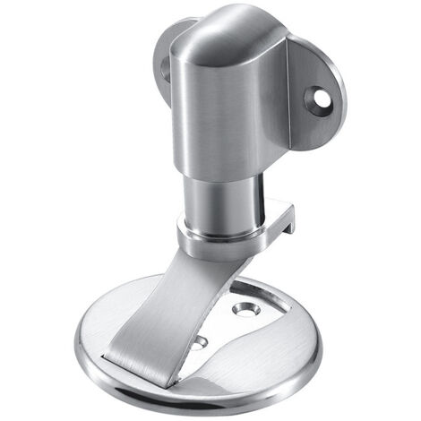 BEBUSINGOTO Tope de puerta magnético de acero inoxidable, altura ajustable, doble adhesivo y tornillos ocultos, sin taladro (plateado)