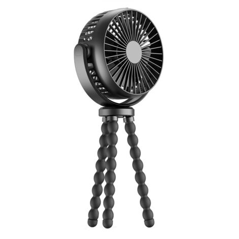 BEBUSINGOTO Tragbarer persönlicher Ventilator, akkubetriebener Tischventilator mit flexiblem Stativ, 360° USB-Ventilator für Kinderwagen, Autos usw.
