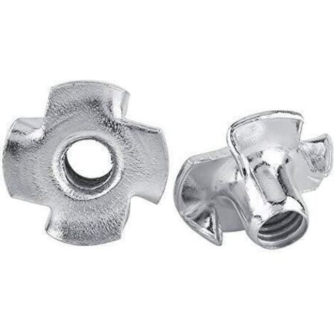BEBUSINGOTO Tuercas en T de acero galvanizado con 4 puntas para carpintería y muebles (M4 x 30 piezas)