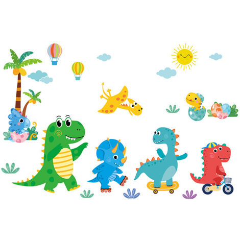 BEBUSINGOTO Un juego de pegatinas de pared, decoración de pared de dinosaurios para sala de estar, oficina, dormitorio, cocina, pegatinas extraíbles.