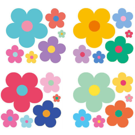 BEBUSINGOTO Un lot de Stickers muraux fleurs colorées,autocollant sticker mural pour salon chambre cuisine salle de bains