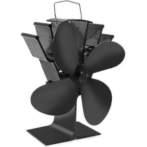 BEBUSINGOTO Ventilador de estufa de leña de 4 aspas con motor de calor, ideal para estufas ecológicas de aire caliente.