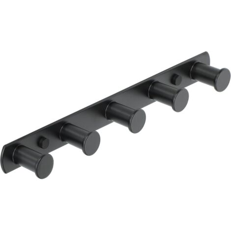 BEBUSINGOTO Wandgarderobe, Handtuchhaken, Schraub-Wandhaken, Handtuchhalter für Bad und Küche, Edelstahl, mattschwarzes Finish, 5 runde Haken