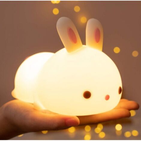 BEBUSINGOTO Wiederaufladbares LED-Nachtlicht für Kinder, berührungsempfindliches Hasen-Nachtlicht mit 7 Farben, tragbares Silikon-Nachtlicht, Babygeschenk für Mädchen und Jungen