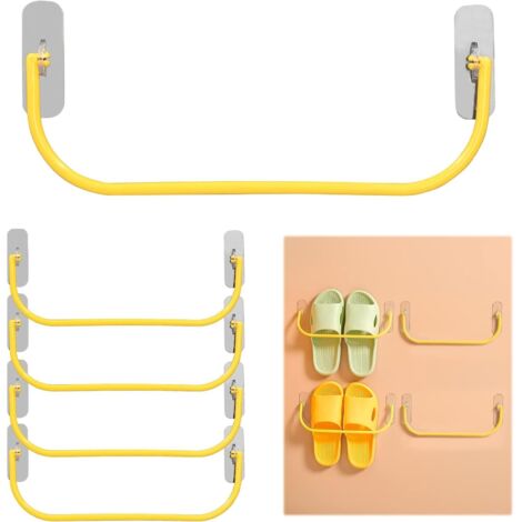 BEBUSINGOTO Zapatero de pared para puerta - Zapatero plegable - Estante de almacenamiento de pared para puerta, entrada, baño, pasillo, sin necesidad de taladrar, 6 piezas