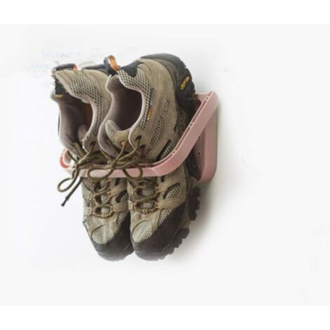 BEBUSINGOTO Zapatero de plástico organizador de exhibición para montaje en pared, ahorra espacio, práctico y resistente (rosa)