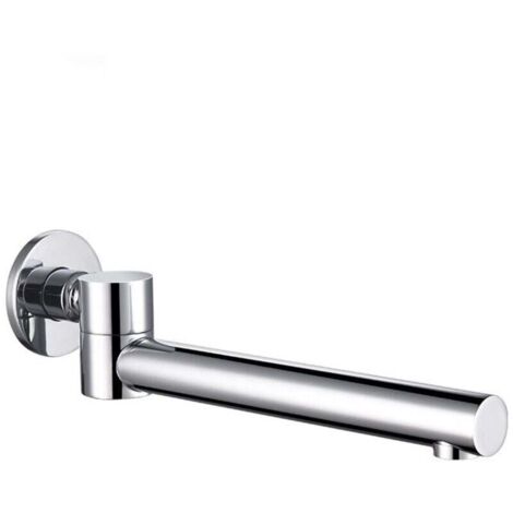 Bec de Baignoire Rotation à 180° Bec Déverseur pour Baignoire Laiton Robinet de Buse Ronde Pliable Bec Bain Déverseur Mural Robinet de Bec pour Baignoire, G1/2,Chrome