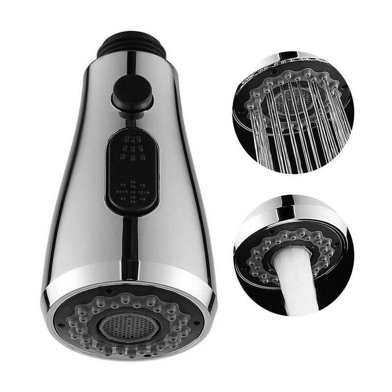 Ouylaf - Douchette Evier Pull, Out Douches Robinet Mitigeur Cuisine,Pro Tête de Douche 2 Types de Jet Chromé,Robinet Cuisine Pivotant à 360°