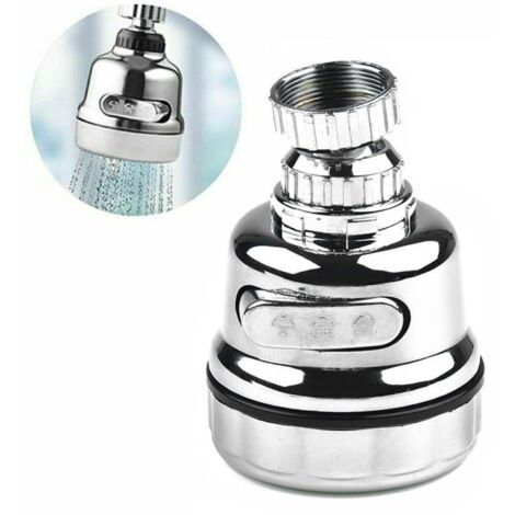 Bec de robinet de cuisine universel 360° rotatif – Pommeau de douchette transfert, argent, installation facile