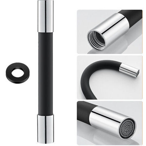 Bec de robinet pivotant à 360° de 50 cm avec joint d'étanchéité - rallonge anti-éclaboussures - pour salle de bain, toilettes, balcon - silicone, acier inoxydable