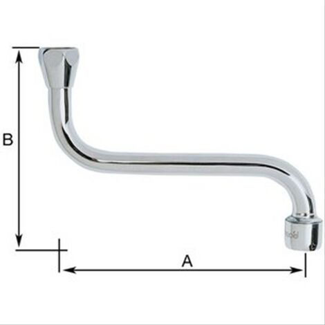 Bec Dessous à porté plate Diam14 1/2 A= 250 B= 120 Sortie Brise jet Laiton Chromé