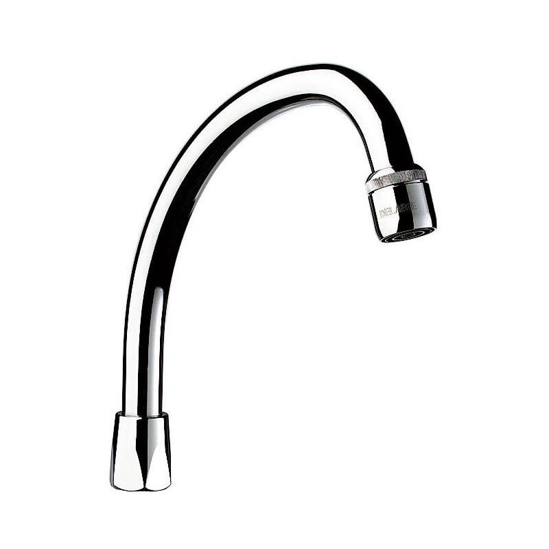 Bec universel col de cygne Delabie F1/2' orientable 150mm laiton massif chromé
