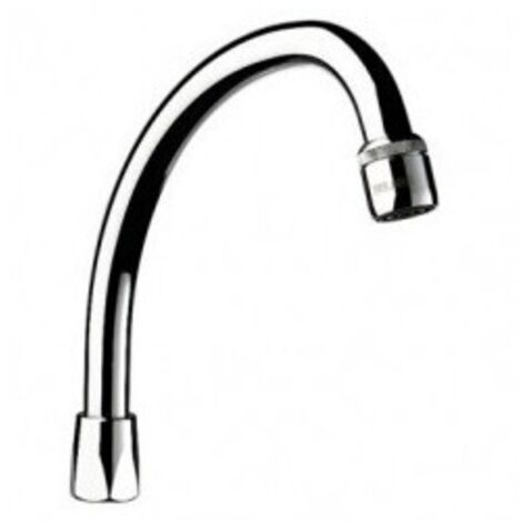 Bec universel col de cygne chrome - delabie ecrou 15/21 long  200 mm