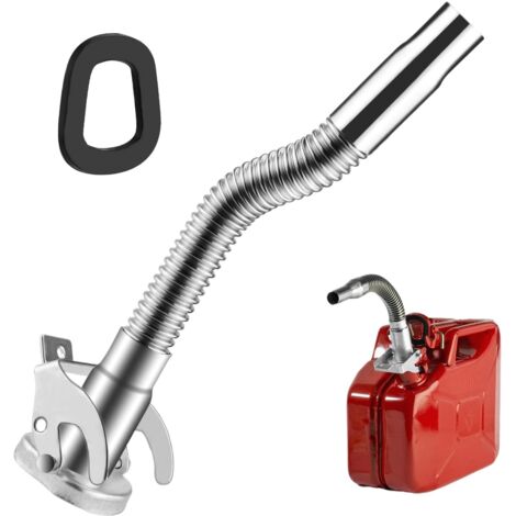 Bec Verseur Jerrican Metal Bec Bidon Flexible en Acier pour Bidon Carburant Essence 5 10 20 Litres, Equipé de gants