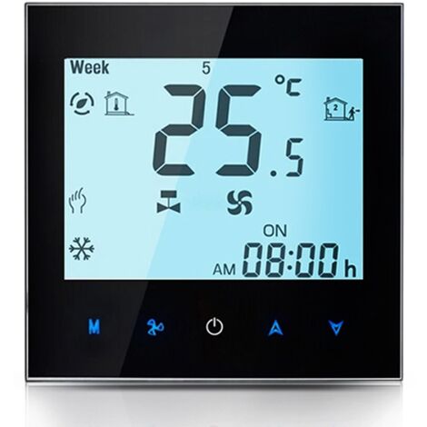 Beca Termostato Smart WiFi BAC-1000MLW con Modulazione Ventola 0-10V e Controllo Valvola  Nero