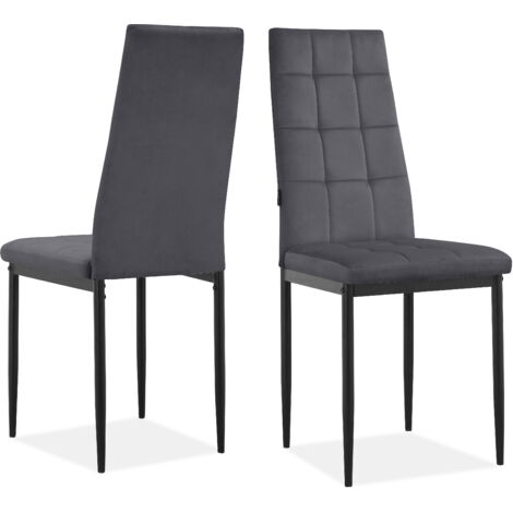 Becca-Chaise de salle Ă manger en velours anthracite Set de 2