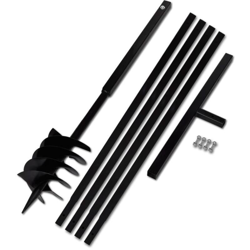 Tarière de sol avec manche 180 mm et tube d'extension 5 m Acier