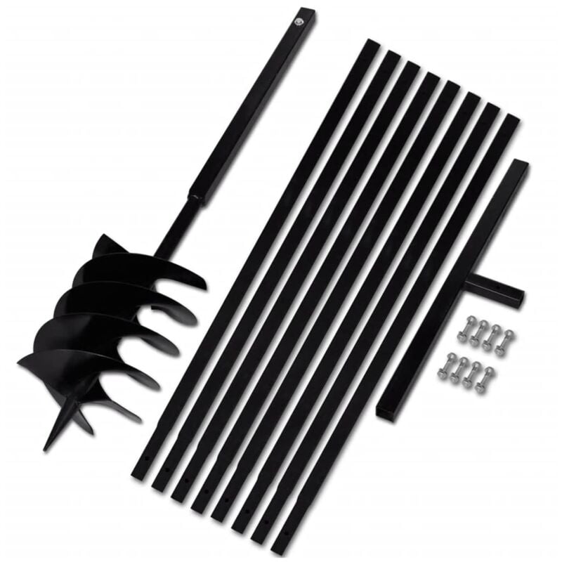 Vidaxl - Tarière de sol avec manche 200 mm et tube d'extension 9 m Acier