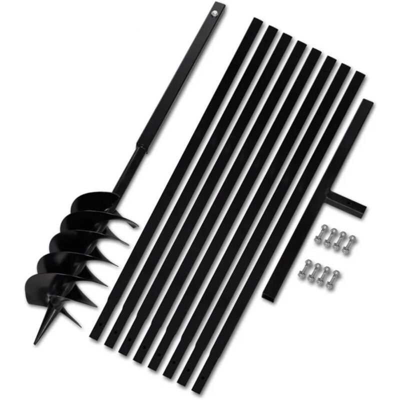 Tarière de sol avec manche 150 mm et tube d'extension 5m Acier Vidaxl